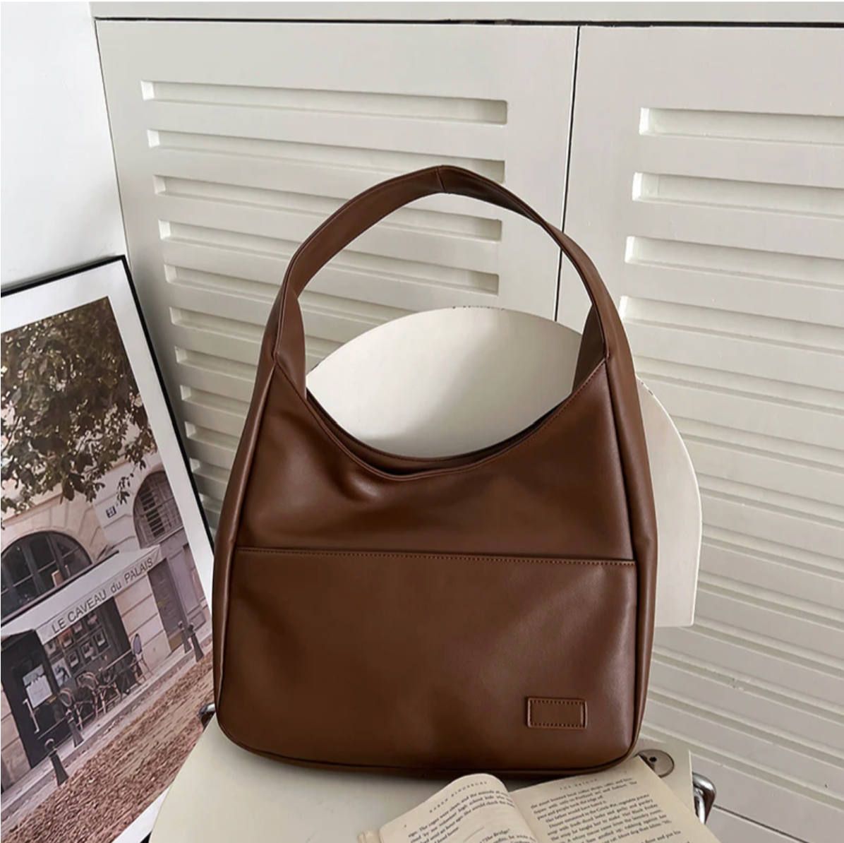 MEYA - Grand Sac à Main Tendance en Cuir Rouge
